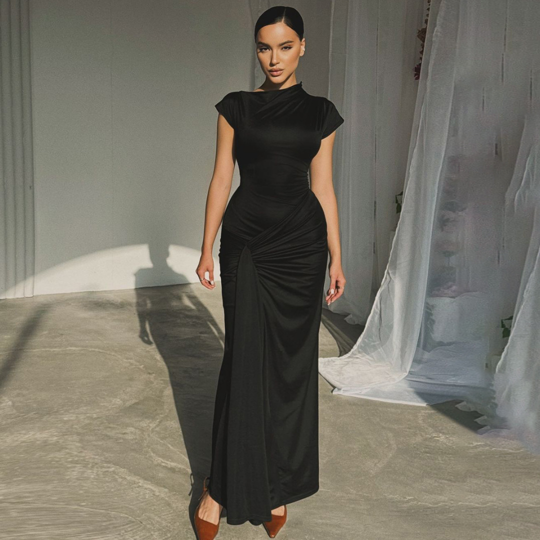 MIRIAM™ – Elegant Wrap Ruched Bodycon Formal Dress – Rebecca & Ruby