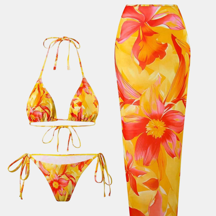 Women's String Bikini in yellow floral