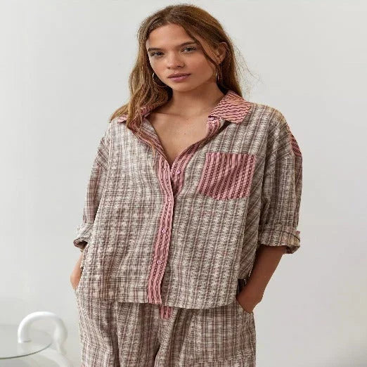 Women's Matching Set in pink plaid