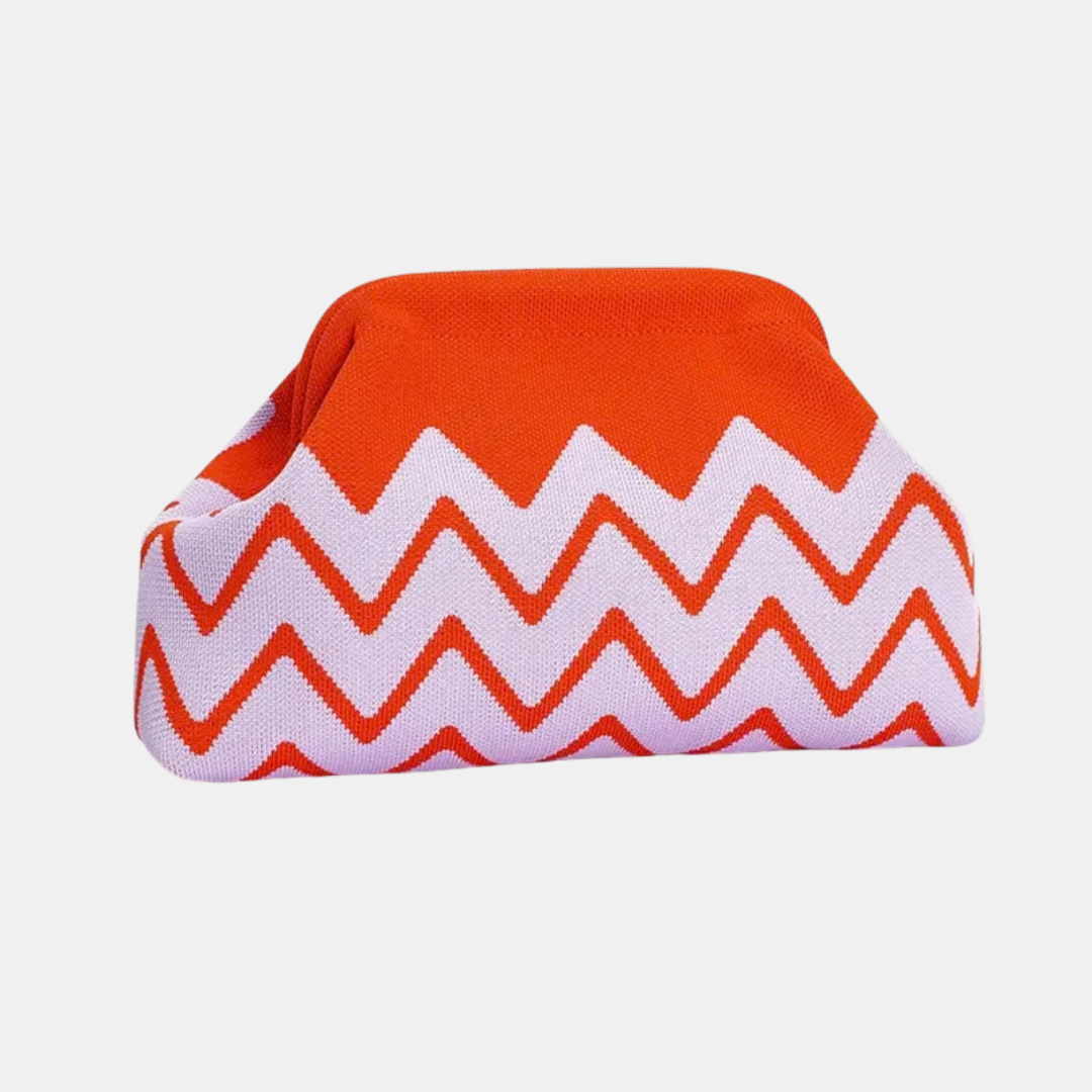 Women's Clutch Bag in orange and lilac small waves