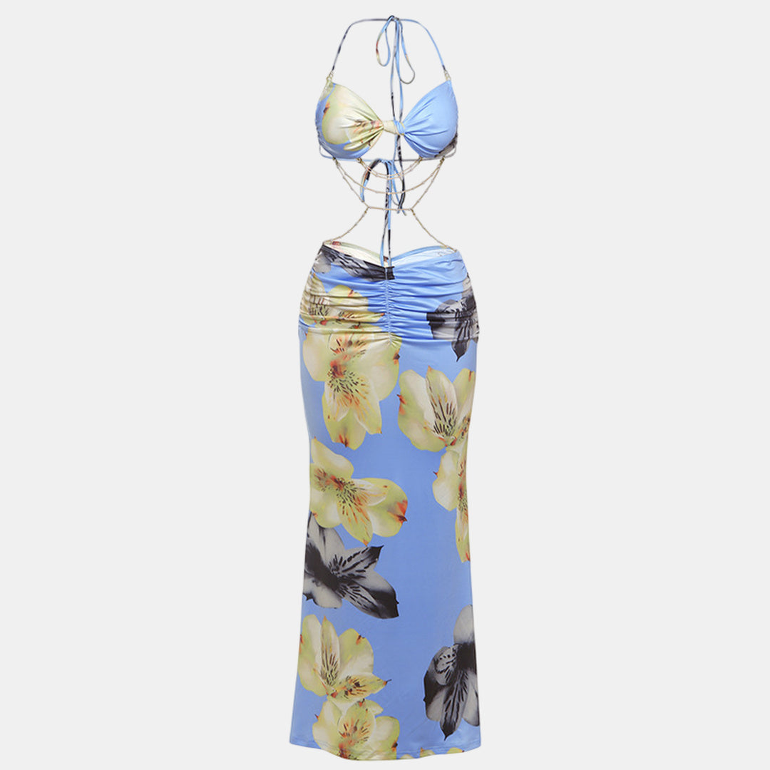Women's Summer Maxi Dress in blue floral