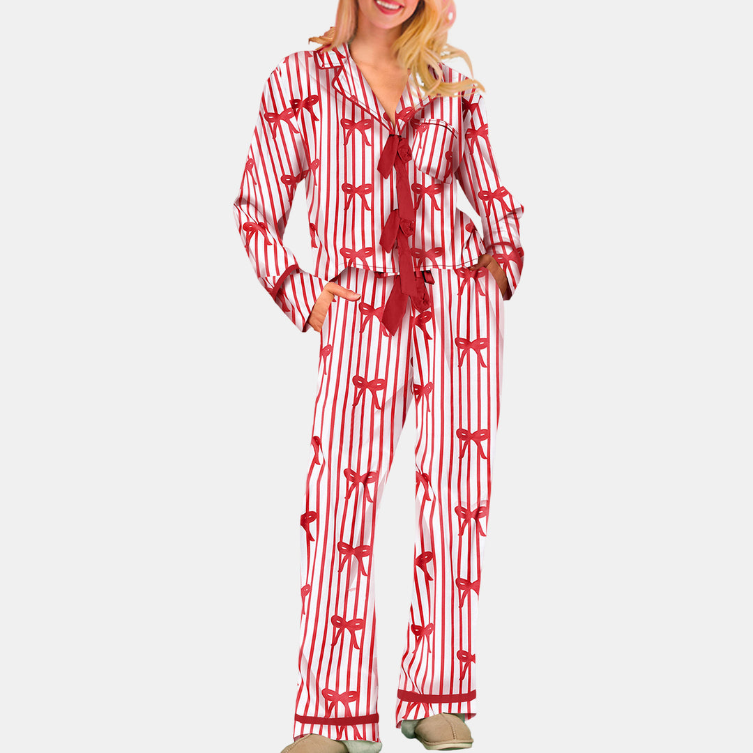 Women's Christmas PJs in red bow
