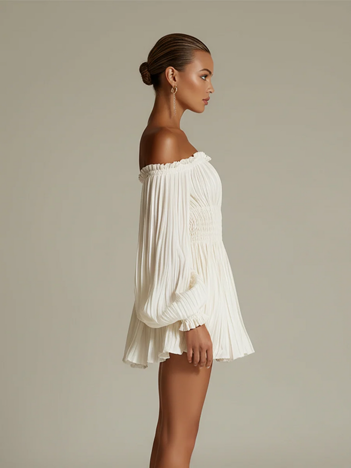 Women's Long Sleeve Mini Dress in ivory