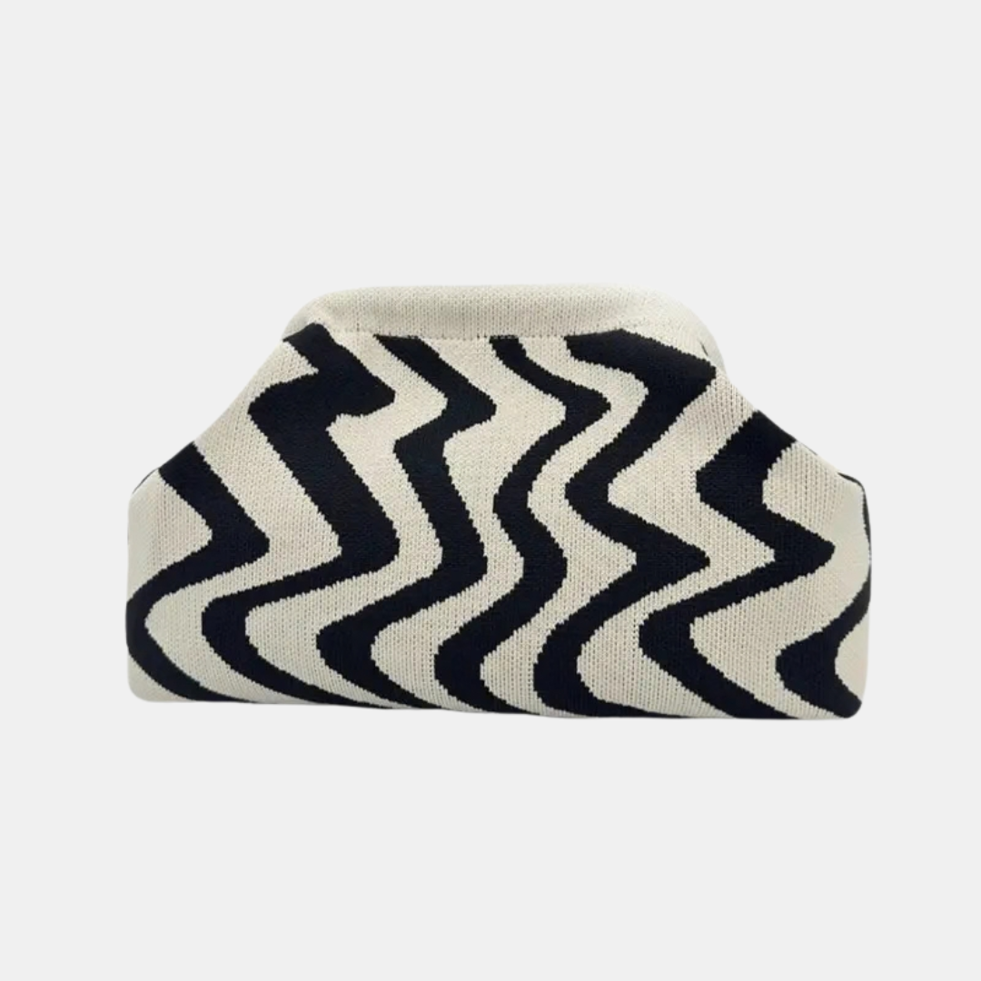 Women's Clutch Bag in black and white large waves