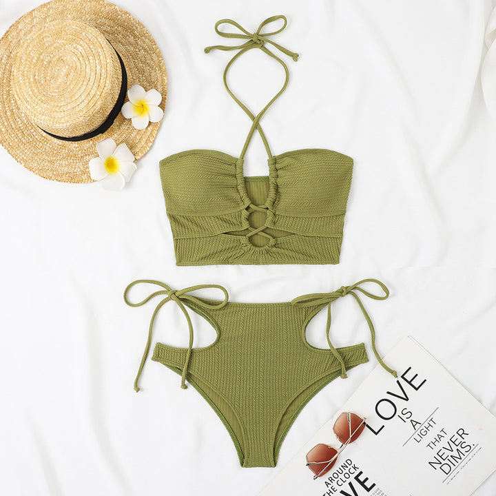 Women's Bandeau Bikini in olive green