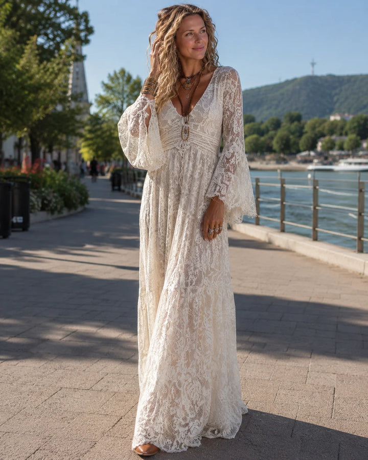 Women's White Summer Maxi Dress in white