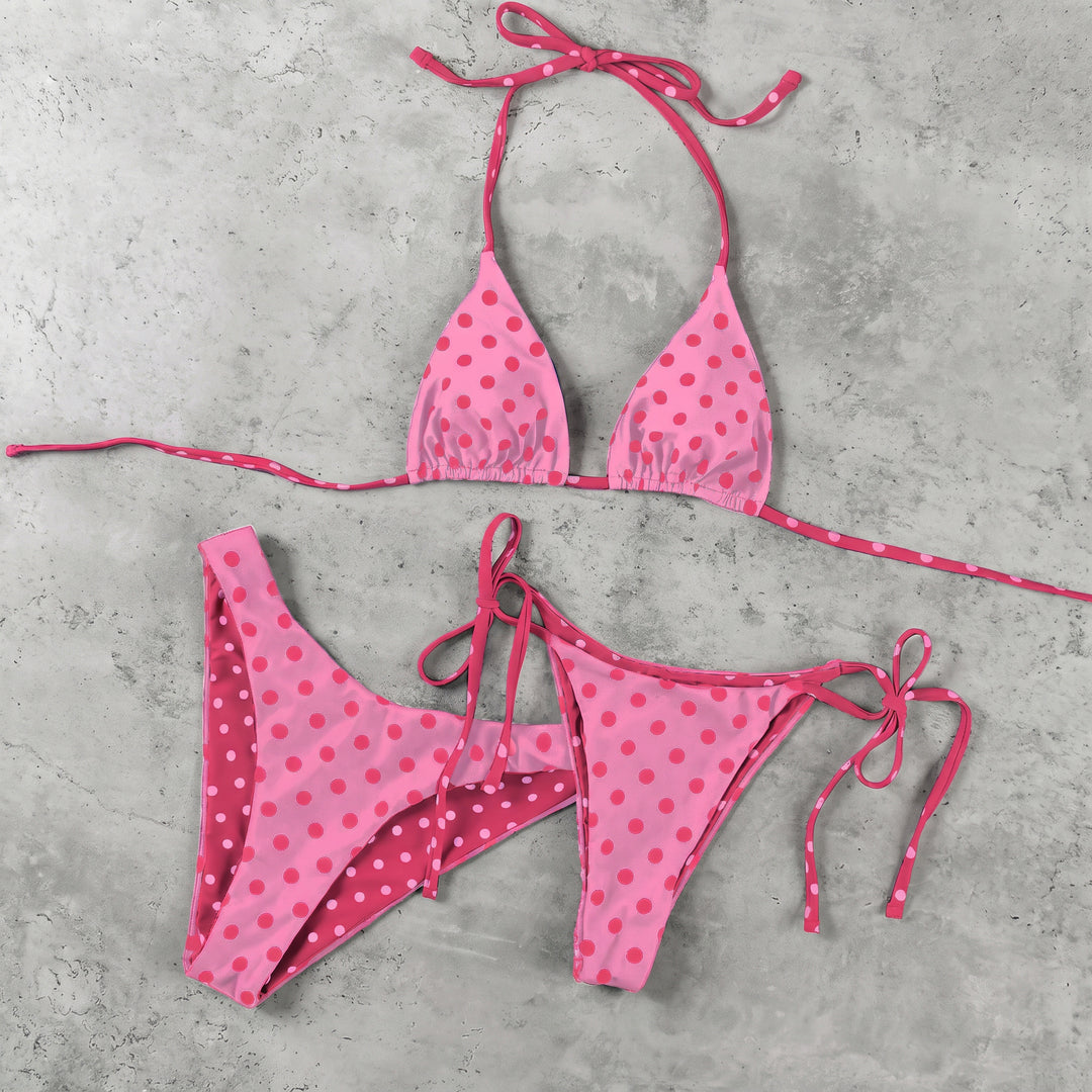 Women's Polka Dot Bikini in pink rose red