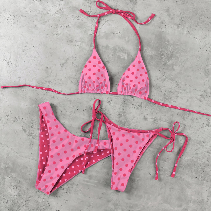 Women's Polka Dot Bikini in pink rose red