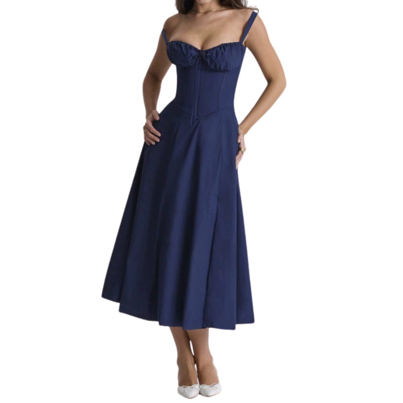 MATILDA™ – Elegant Ruched Corset Midi Dress