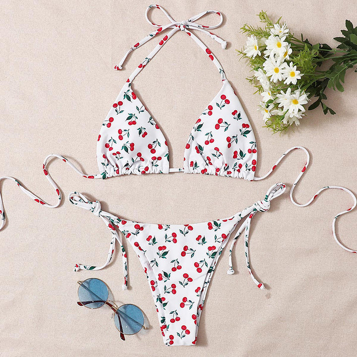 Women's String Bikini in white cherry