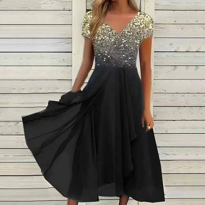 Women's Summer Maxi Dress in gold black