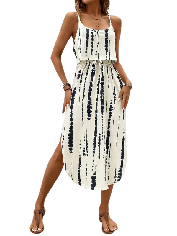 SOFIA™ – Tie Dye Floral Split Thigh Casual Dress