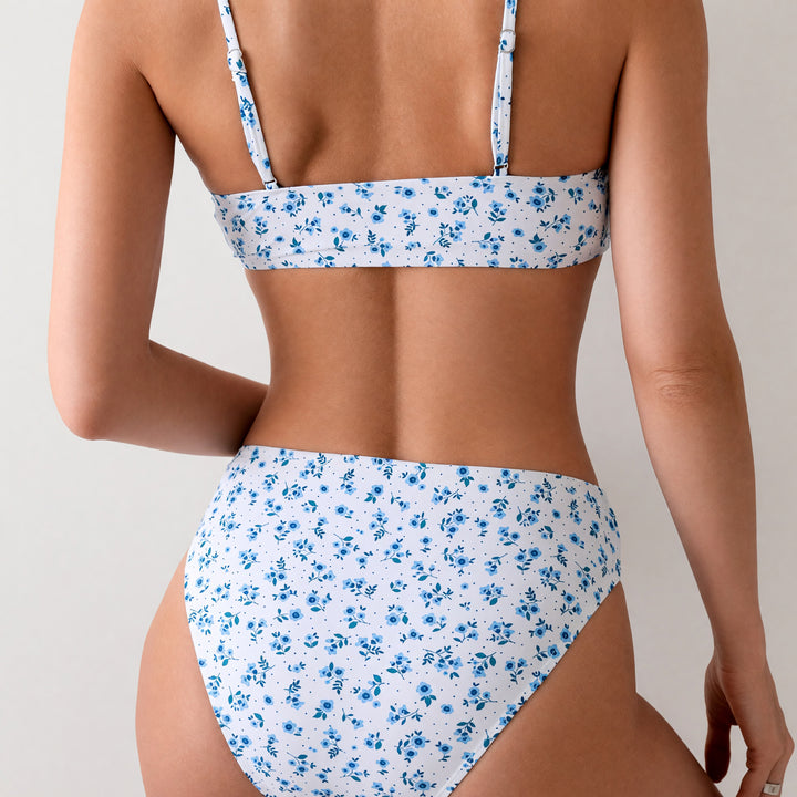 Women's Bralette Bikini in white blue floral