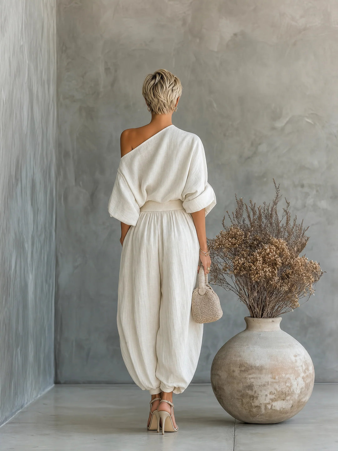 Women's Linen Matching Set in off white
