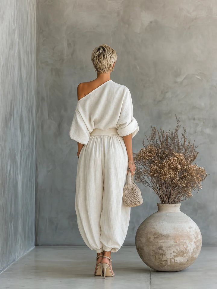 Women's Linen Matching Set in off white