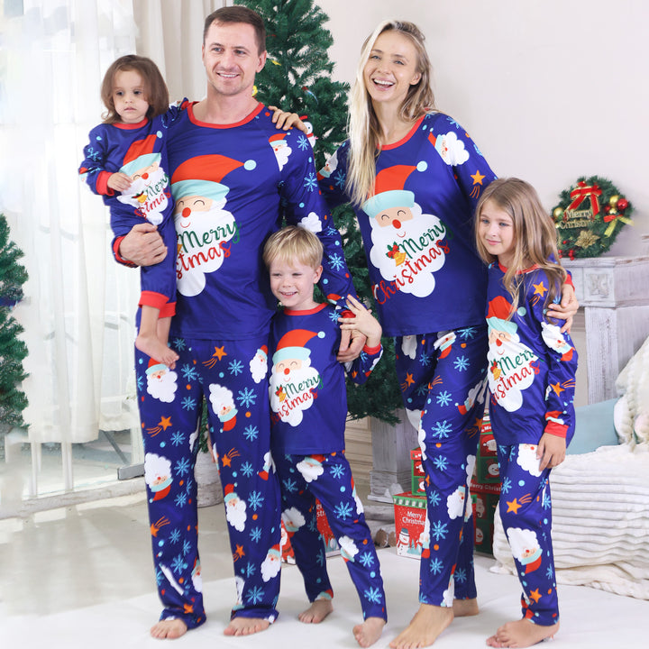 Family Matching Christmas PJs in blue