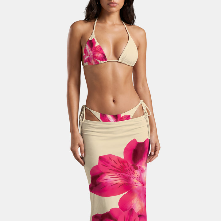 Women's String Bikini in cream floral