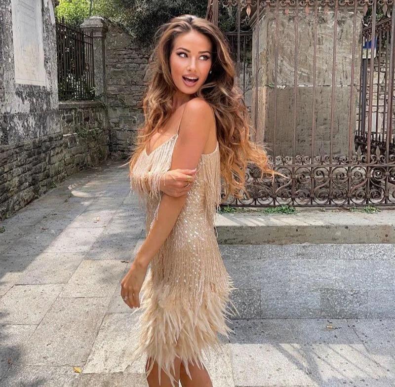 Women's Summer Mini Dress in gold