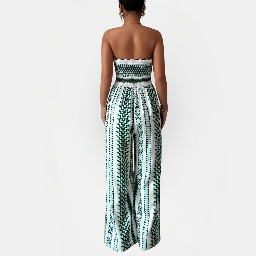 Women's Sleeveless Tie Waist Slit Wide Leg Jumpsuit