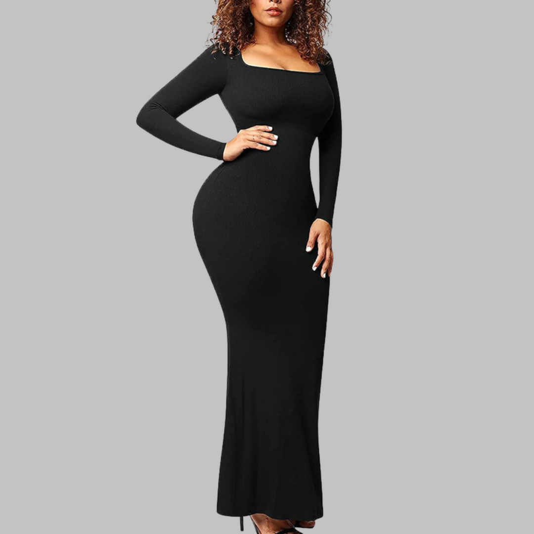 shapewear for midi dress Anything Goes Black Shapewear Midi Dress | Sculpting Fit