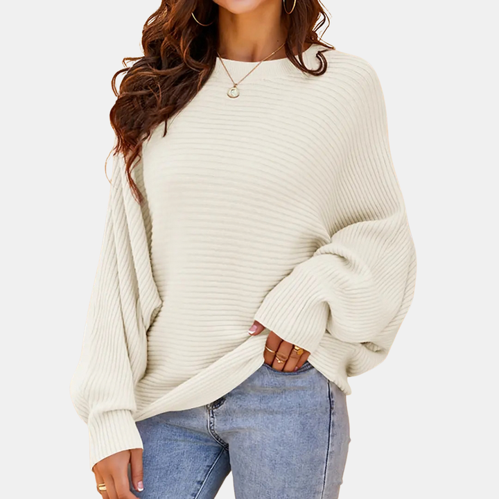 Women's Batwing Long Sleeve Oversized Crewneck Knit Sweater