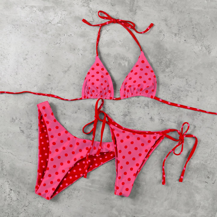 Women's Polka Dot Bikini in pink red
