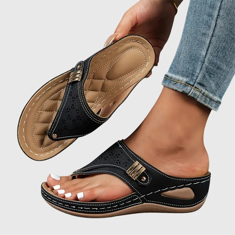Women's Orthopedic Wedge Sandals in black