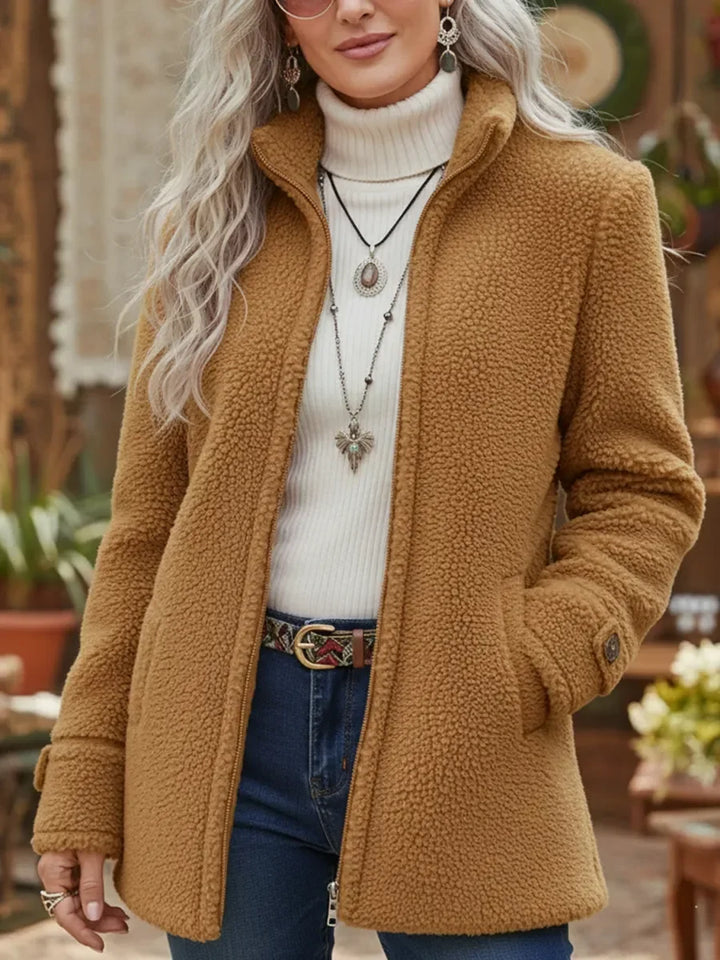 Women's Fleece Coat in caramel