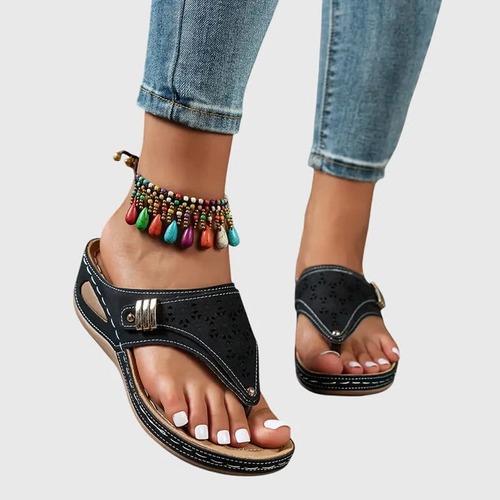 Women's Orthopedic Wedge Sandals in black