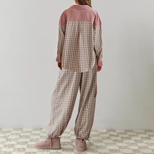 Women's Matching Set in pink plaid