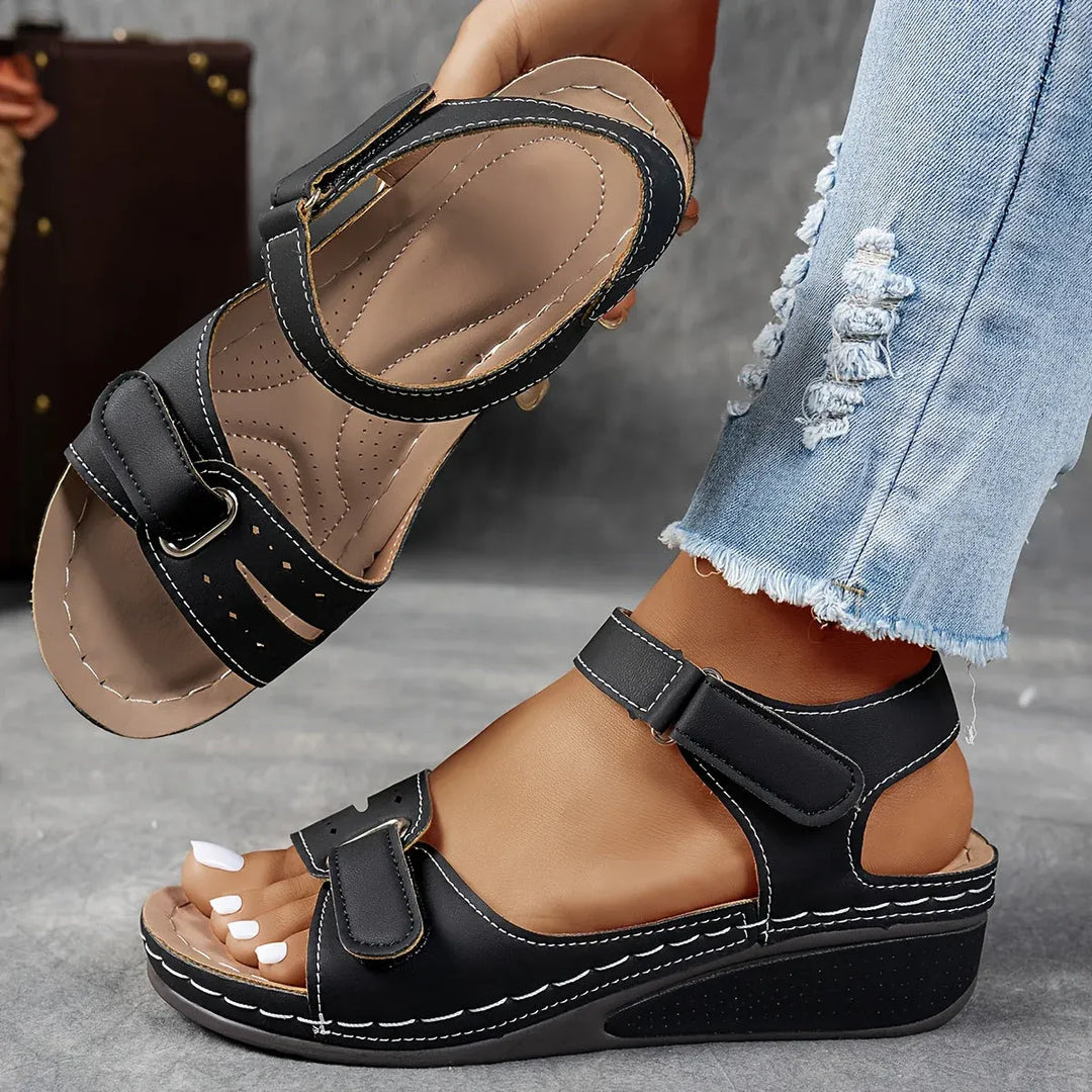 Women's Orthopedic Wedge Sandals in black