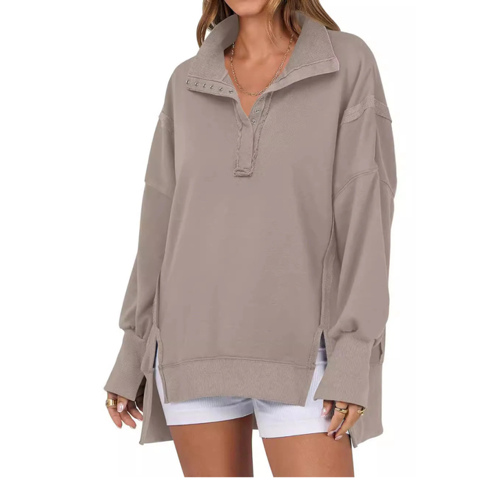VERON™ - Loose Fit High-Low Split Hem Casual Sweatshirt