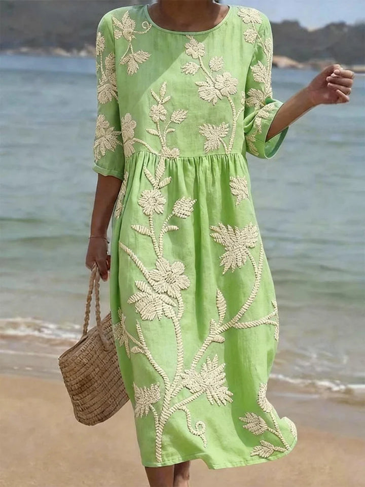 Women's Summer Midi Dress in mint floral