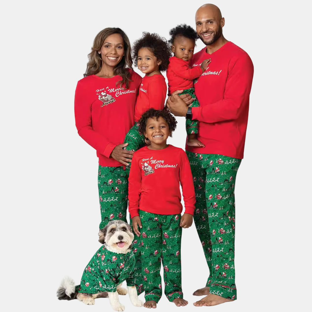 Family Matching Christmas PJs in red