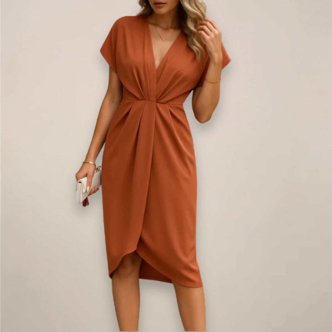 Women's Wrap Midi Dress in rust