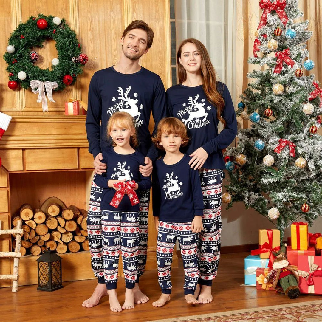 Family Matching Christmas PJs in navy