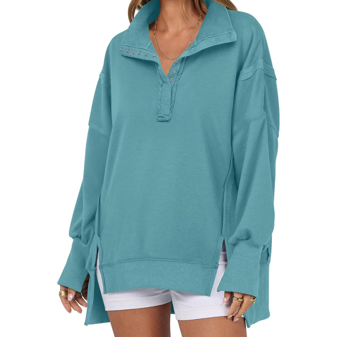 VERON™ - Loose Fit High-Low Split Hem Casual Sweatshirt