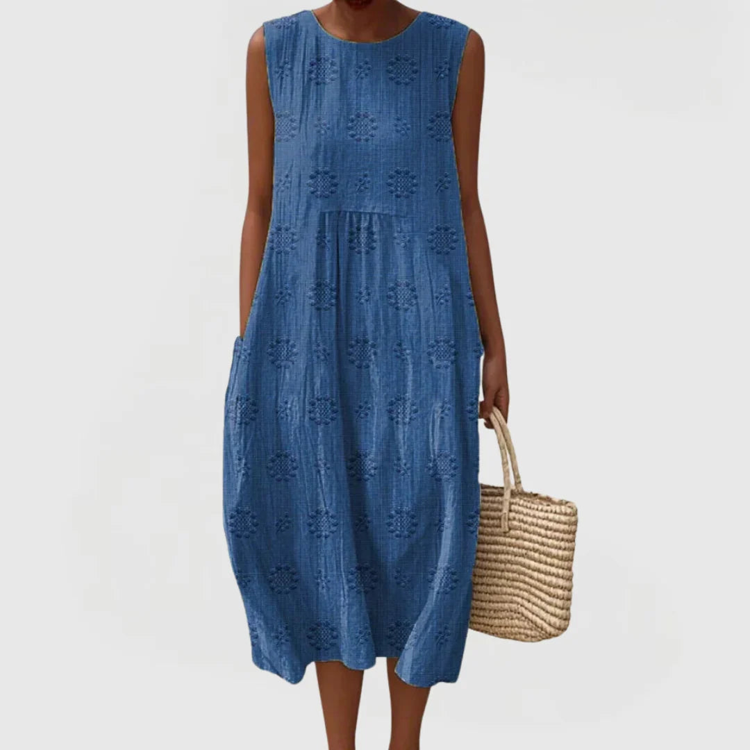Women's A Line Midi Dress in blue