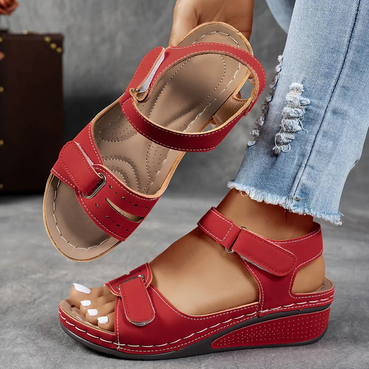 Women's Orthopedic Wedge Sandals in red