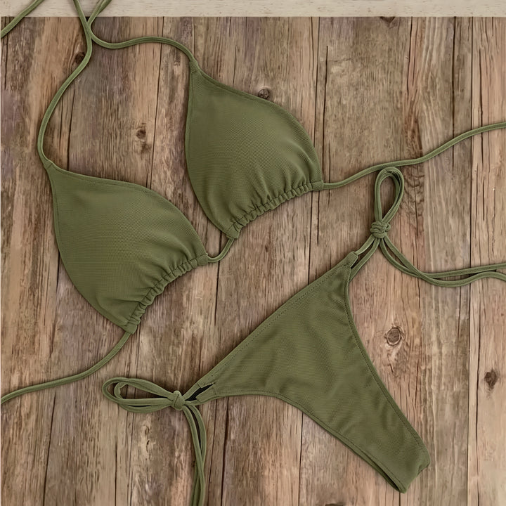 Women's String Bikini in army green