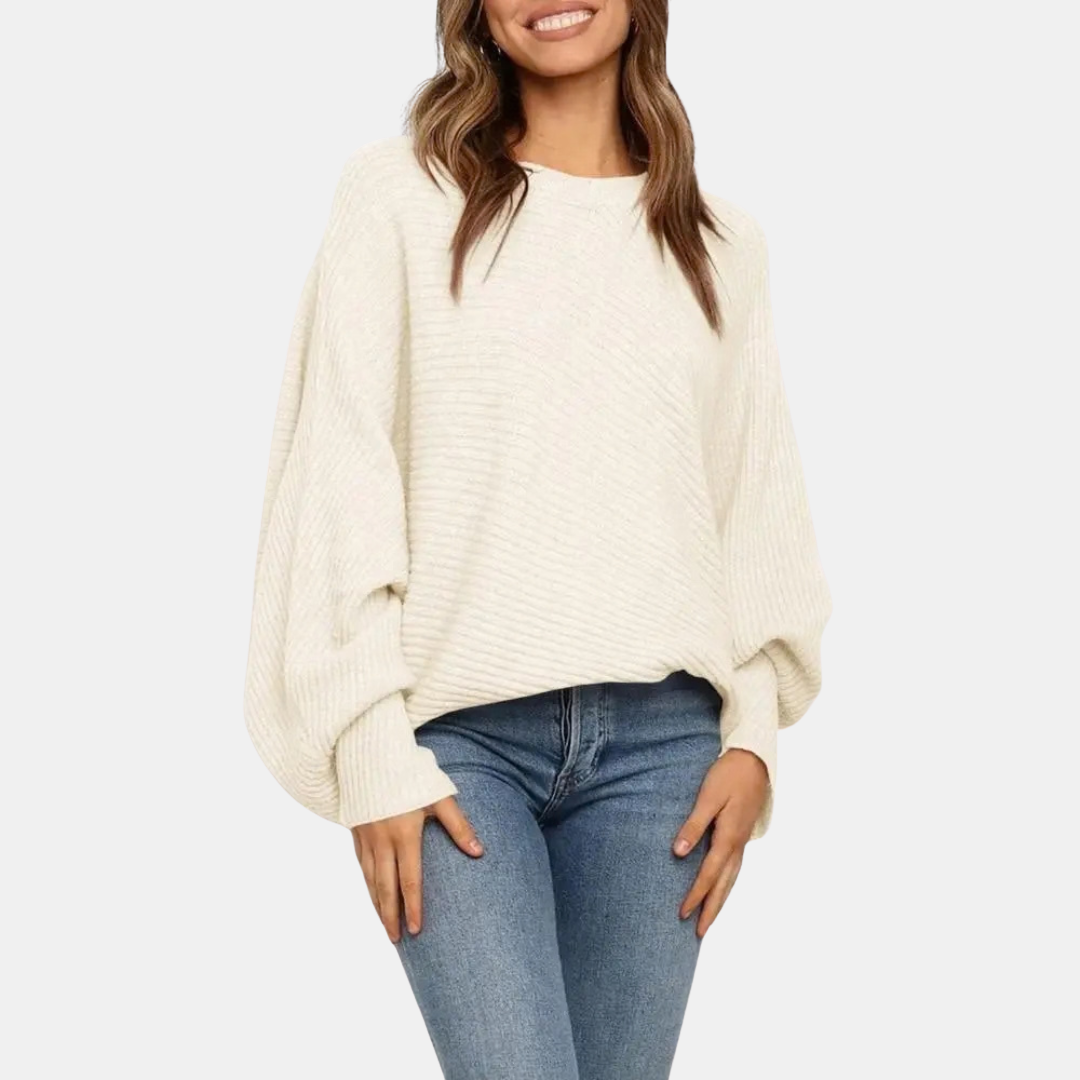 Women's Batwing Long Sleeve Oversized Crewneck Knit Sweater