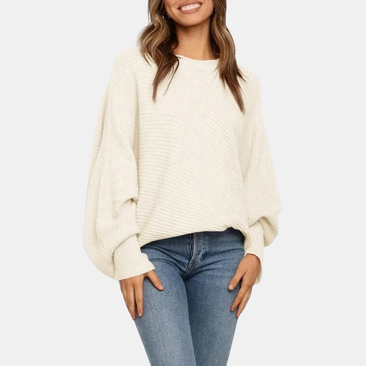Women's Batwing Long Sleeve Oversized Crewneck Knit Sweater