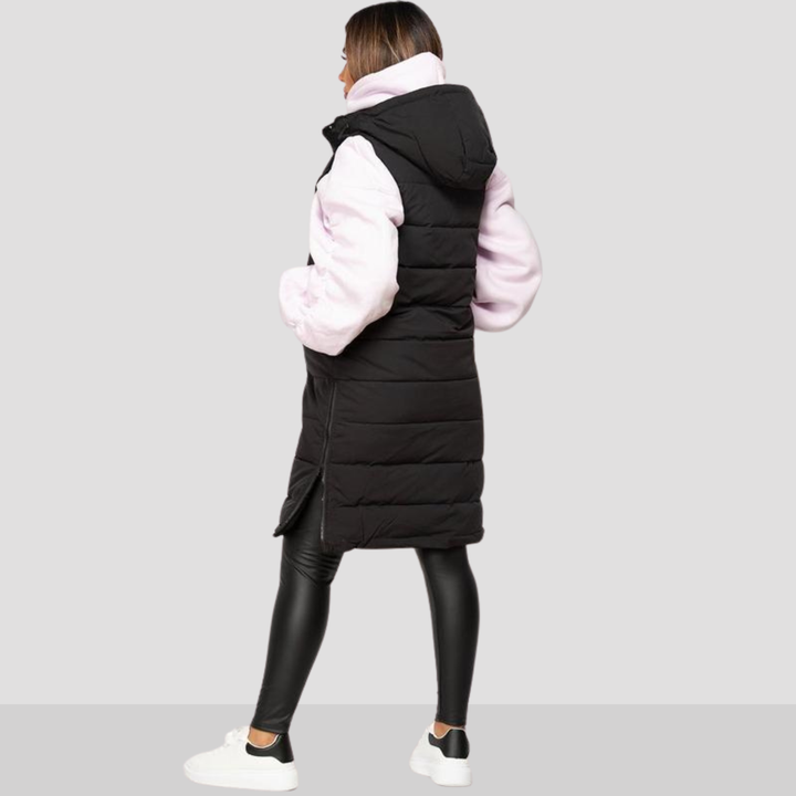 SIDRA™ - Comfy Black Padded Long Hooded Puffer