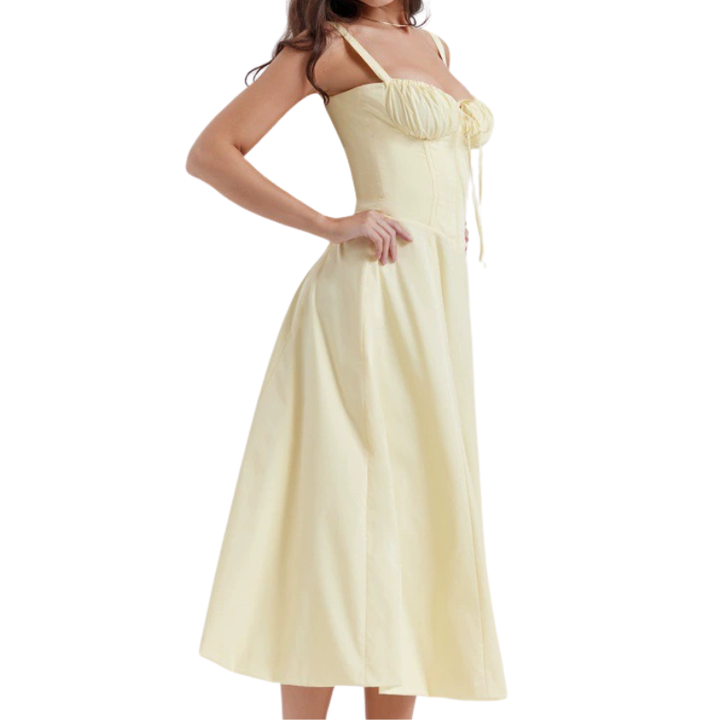 MATILDA™ – Elegant Ruched Corset Midi Dress