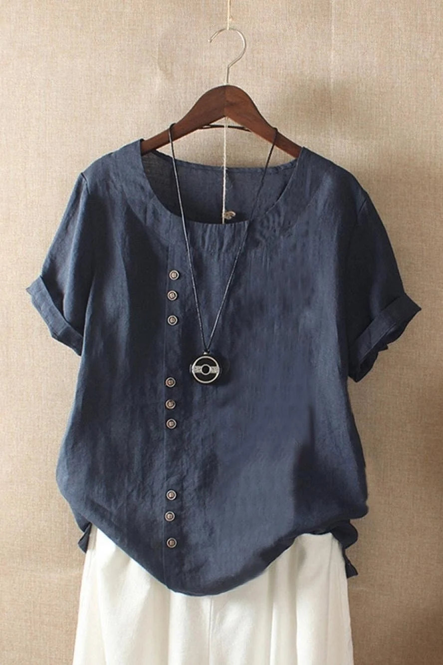 Women's Short Sleeve Blouse in navy