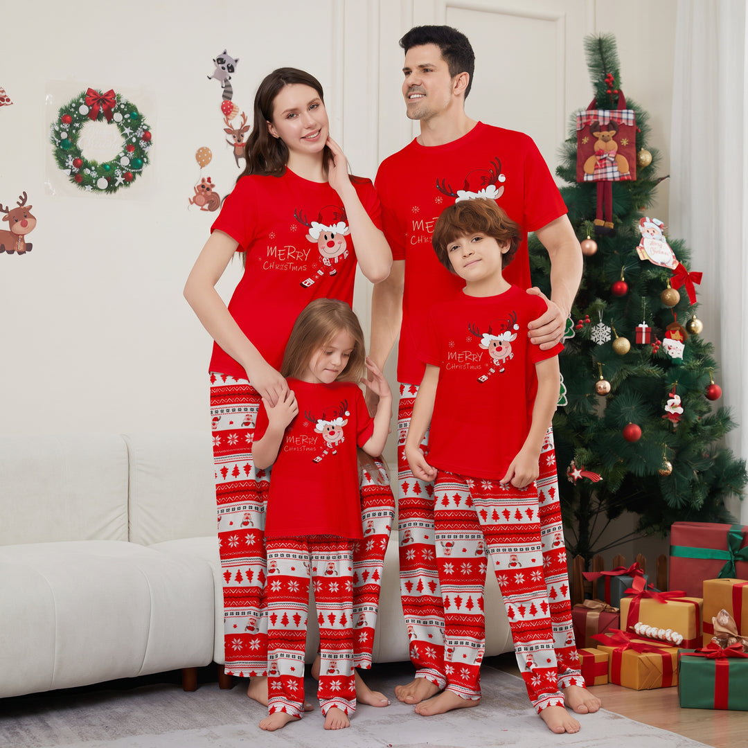 Family Matching Christmas PJs in red