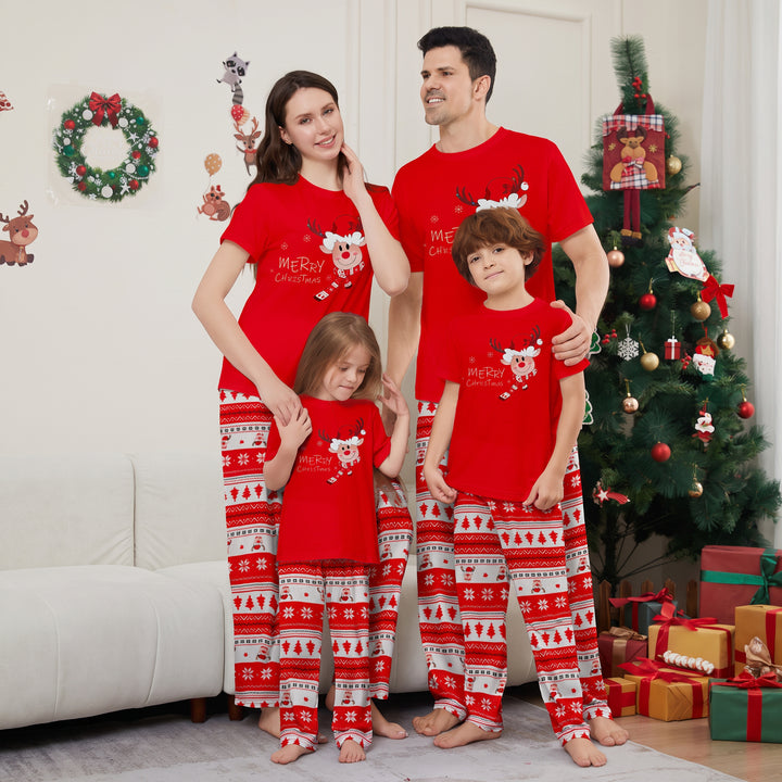 Family Matching Christmas PJs in red