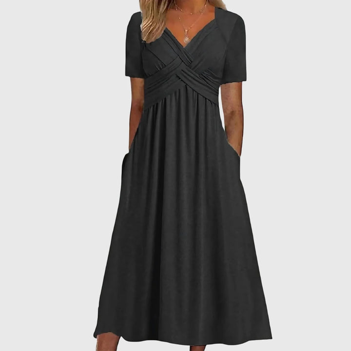 Women's A Line Midi Dress in black