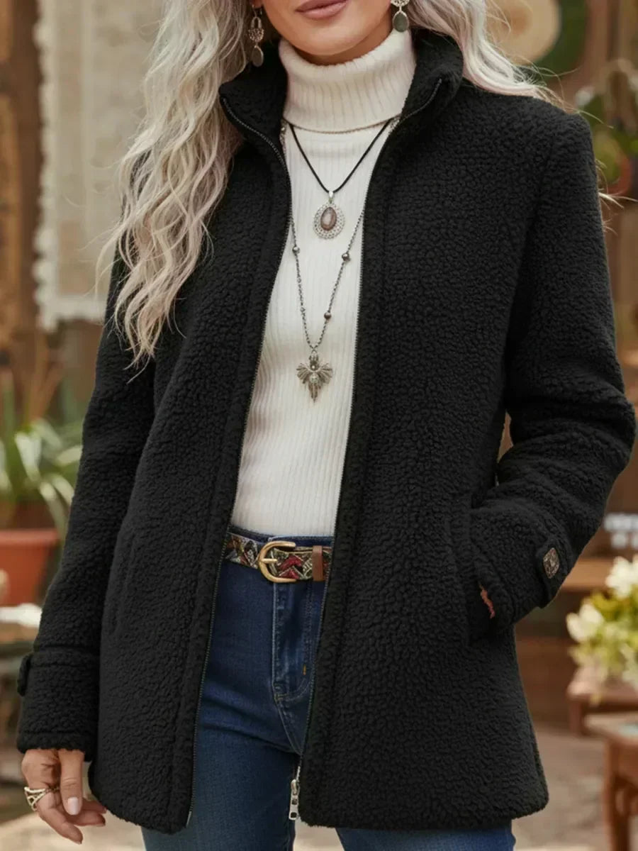 Women's Fleece Coat in black