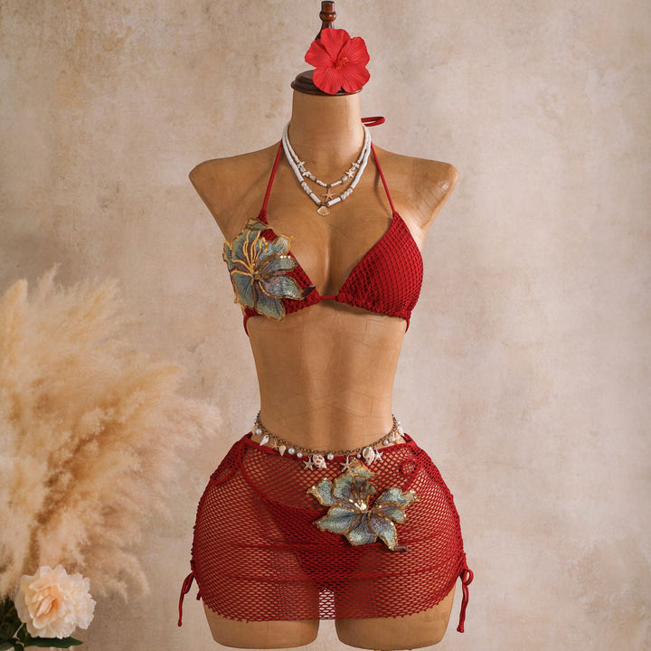 Women's String Bikini in burgundy